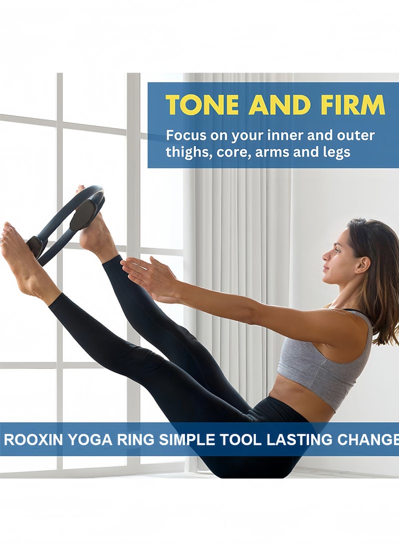 UANIQ Pilates Ring 38cm Professional Magic Circle Double Handle Fitness Ring for Thigh Toner Core Training Yoga Workout Postpartum Recovery Stealth Black - Image 4
