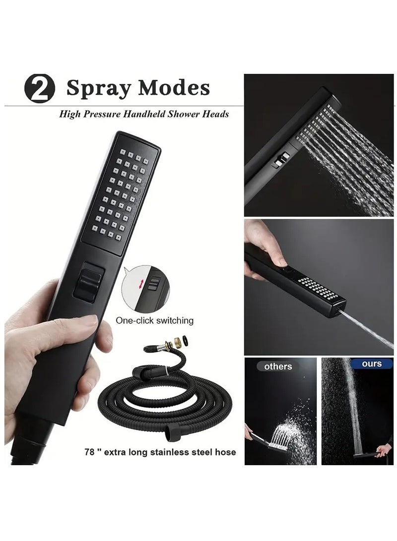 Transform Your Shower Experience with a 6 High Pressure RainShower Head and Two-in-One Handheld Set, Plus 78 Extra LongHose, 3-Way Diverter, and Adhesive Shower Head Holder! - Image 4