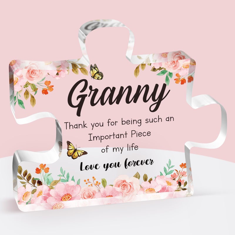 Buioata Granny Gifts - Acrylic Puzzle Piece Decorations 3.9 x 3.3 inch - Delicate Best Gifts for Granny - Mothers Day Birthday Christmas Gifts for Granny  Ideas - Image 1