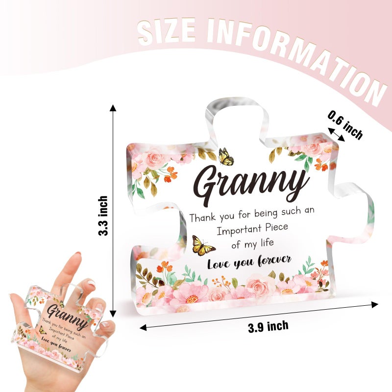 Buioata Granny Gifts - Acrylic Puzzle Piece Decorations 3.9 x 3.3 inch - Delicate Best Gifts for Granny - Mothers Day Birthday Christmas Gifts for Granny  Ideas - Image 4
