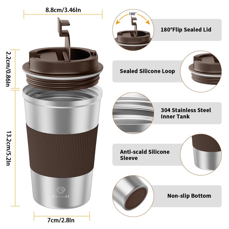 CS COSDDI 12 oz Stainless Steel Vacuum Insulated Tumbler - Coffee Travel Mug Spill Proof with Lid - Coffee Cups for Keep Hot/Ice Coffee Tea and Beer - Image 3
