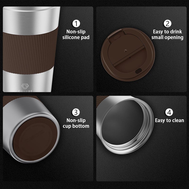 CS COSDDI 12 oz Stainless Steel Vacuum Insulated Tumbler - Coffee Travel Mug Spill Proof with Lid - Coffee Cups for Keep Hot/Ice Coffee Tea and Beer - Image 2