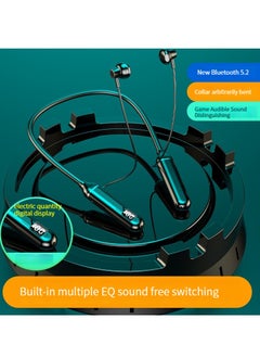 GELESE Digital display neck-worn wireless bluetooth headset multi-functional large-capacity semi-in-ear sports stereo hanging neck headset (black)  - Image 1