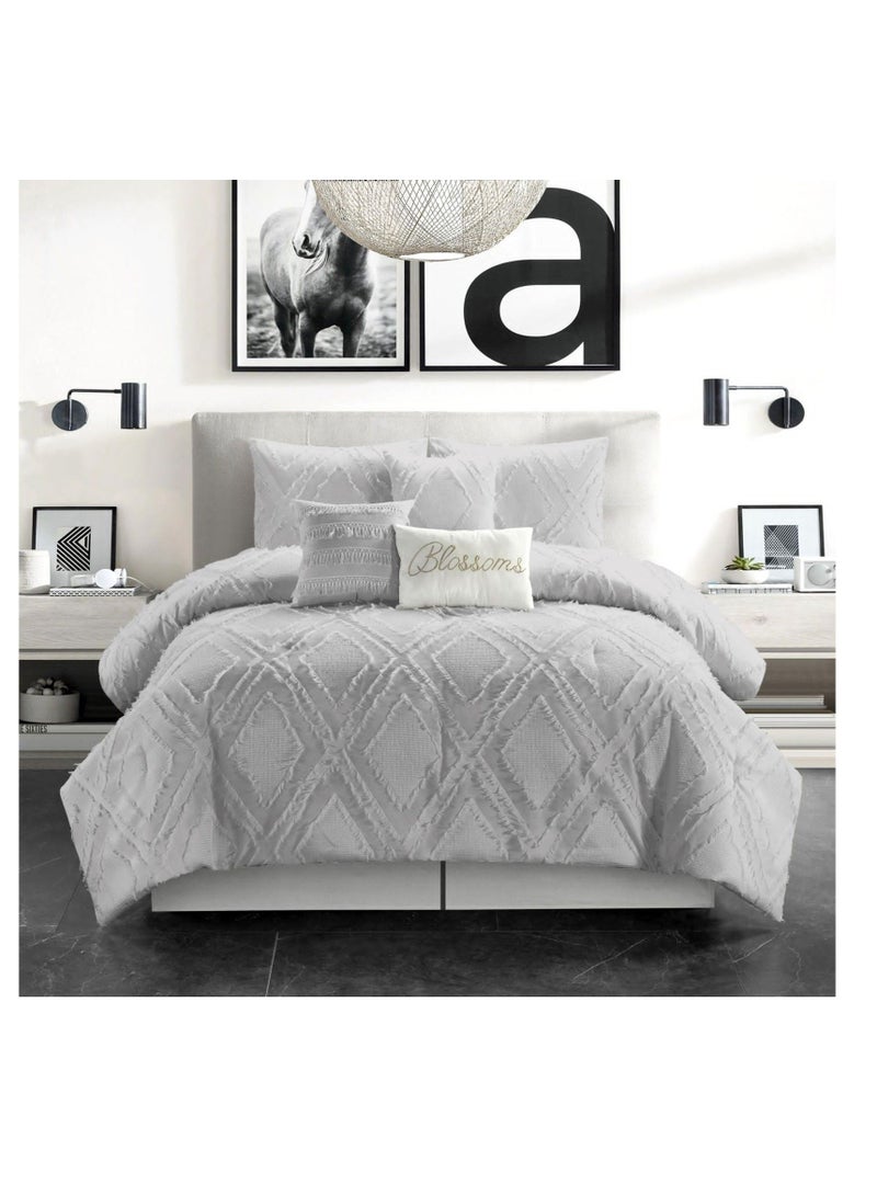 Duvet set Bedding Cover, Set Of 6pcs Bedding Set Luxury King Size High Quality Duvet Cover Sets with Pillowcase  silver