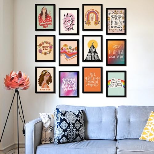 PAPER PLANE DESIGN Women Empowerment Wall Posters Set Home Office Decor Set of 12 - A4 Size (FRAMED) - Image 1
