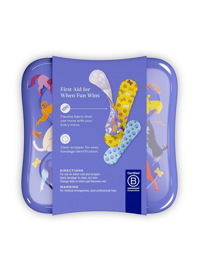 Welly Bandages Adhesive Flexible Fabric Bravery Badges Assorted Shapes For Minor Cuts Scrapes And Wounds Colorful And Fun First Aid Tin Dogs Patterns 48 Count - Image 2