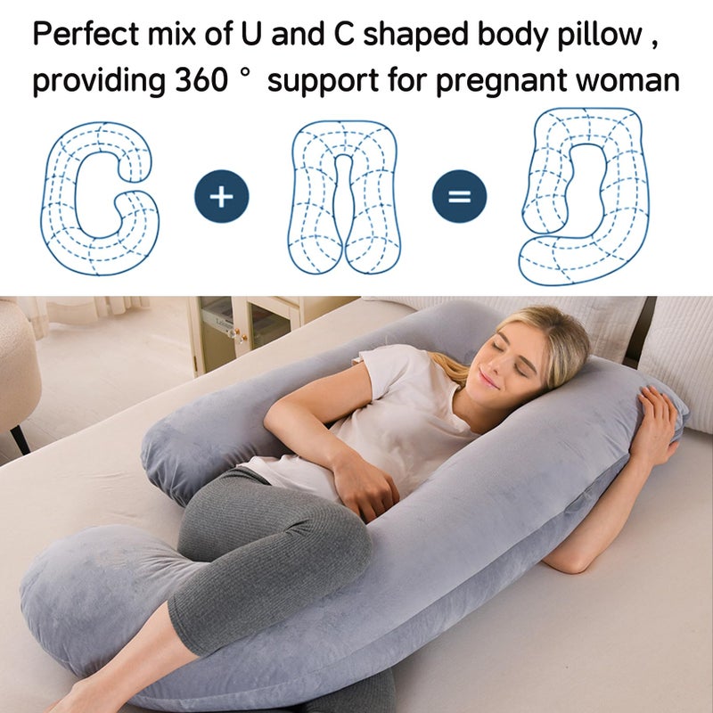 Wodsfay U-Shaped Pregnancy Pillow for Sleeping, Full Body Support for Back, HIPS & Belly - 57 Inch Maternity Pillow with Machine Washable Cover | Maternity Essential - Image 4