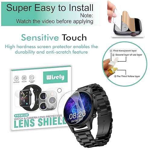 Wisely |3pcs| Screen Guard Protector For Noise Halo Plus Elite Edition Smartwatch |1.46"| Bubble Free, Easy installation kit, HD Clear, Full Cover - Image 2