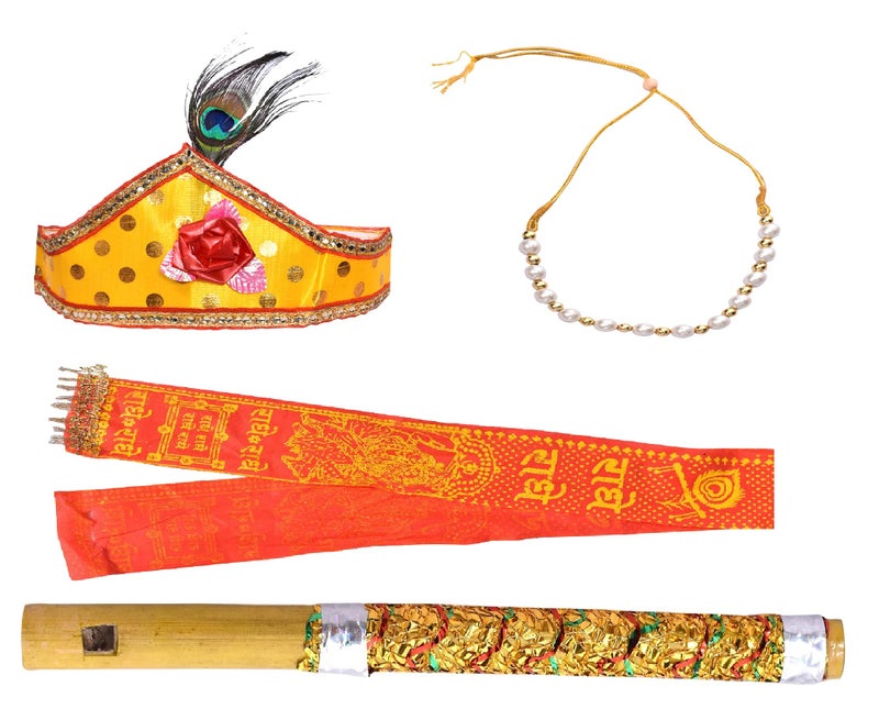 AHHAAAA Kids Ethnic Krishna Dress Costume Wear For Boys 236 (Yellow, 3-6 Months) - Image 5