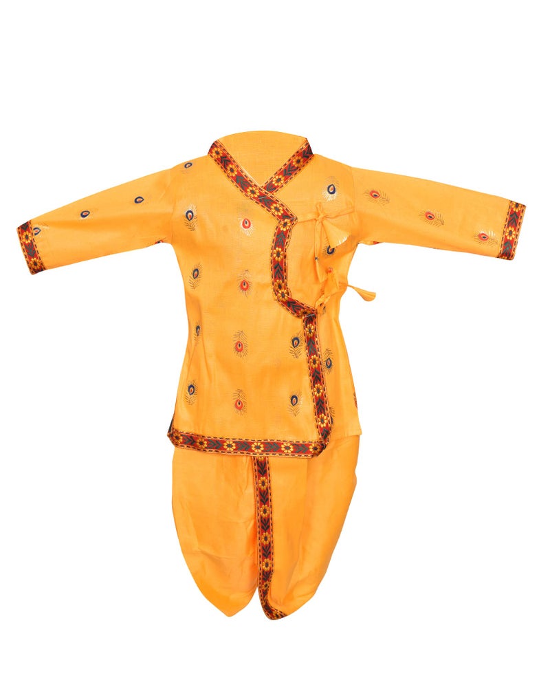 AHHAAAA Kids Ethnic Krishna Dress Costume Wear For Boys 236 (Yellow, 3-6 Months) - Image 3