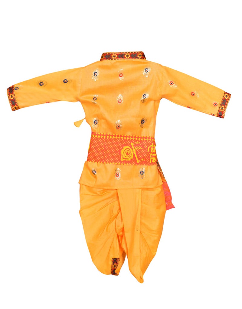 AHHAAAA Kids Ethnic Krishna Dress Costume Wear For Boys 236 (Yellow, 3-6 Months) - Image 2