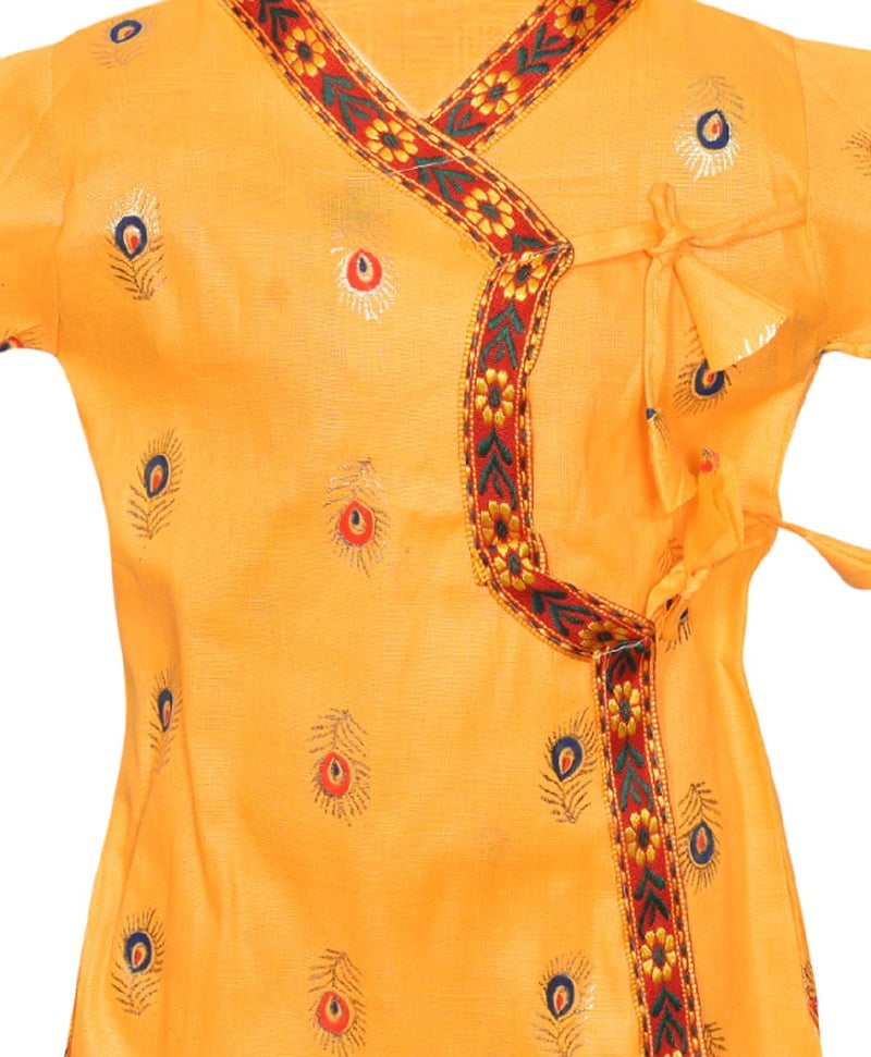 AHHAAAA Kids Ethnic Krishna Dress Costume Wear For Boys 236 (Yellow, 3-6 Months) - Image 4