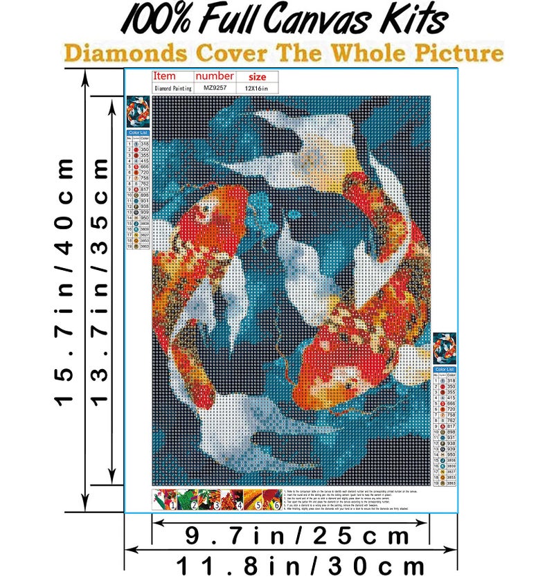 Hestarcul 5D Diamond Painting Halloween Kit,Diamond Art Kits for Adults,Diamond Dots,Paint with Diamonds Round for Gift,Wall Decor(12x16) (Koi) - Image 3