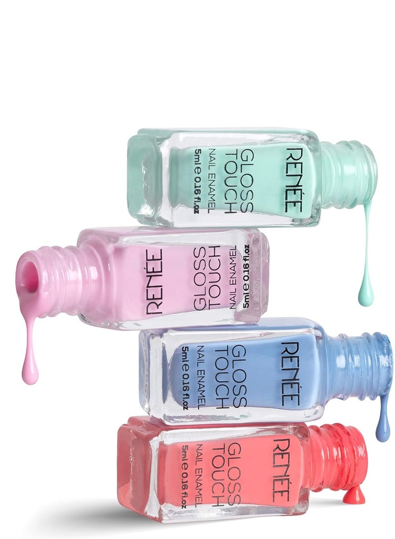 Renee Renee Gloss Touch Nail Paint Set of 4 Quick Drying Nail Polish  Glossy Gel Finish Nail Kit  Highly Pigmented and Long Lasting Nail Enamel Chip Resistance 5ml Each  Gift Set for Women - Image 1