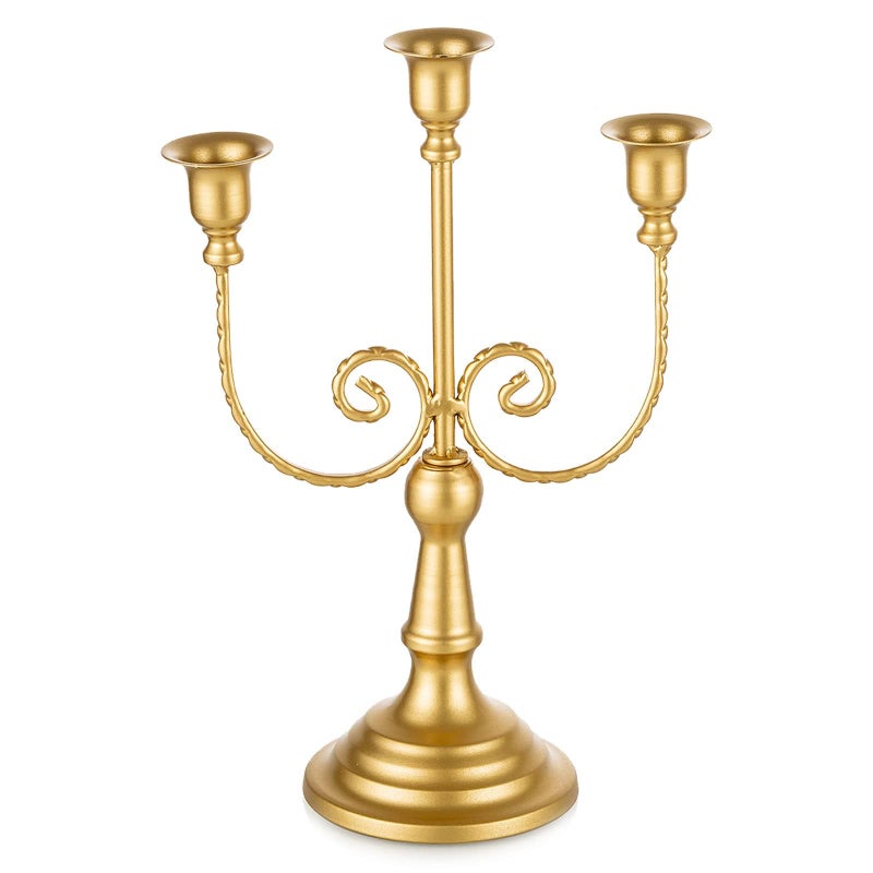 Romadedi Candelabra Gold Candle Holders - 3 Arm 11.8" Wedding Candlestick Holder for Theme Party Table Centerpiece Decor Dining Room Birthday Holiday Christmas - Image 1