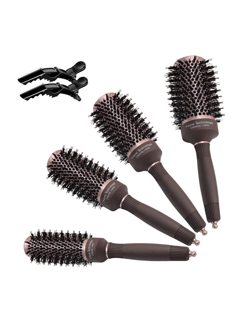 SOLARAE Round Brush Set, Ceramic Ion Thermal Barrel Round Brush for Blow Drying, 4 Different Sizes Bristle Round Hair Brush for Hair Drying, Styling, Curling and Shine - Image 1