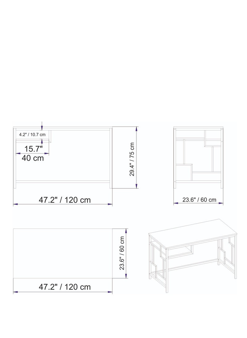Decorotika Victory Computer Desk with a Metal Frame 120 cm | Work Table  - Image 5