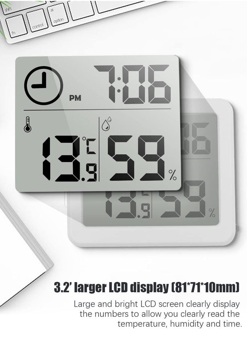 Y&D - Digital Thermo-Hygrometer Indoor Room Thermometer Hygrometer 3.2” Large LCD Screen Desktop with Temperature and Humidity Monitor Meter Gauge Clock (white) - Image 1