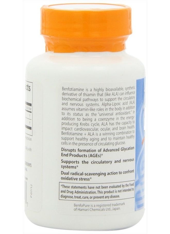 Doctor's BEST - Doctor's Best - Benfotiamine/Alpha Lipoic Acid 150 mg/300 mg - 60 Vegetarian Capsules - Image 1