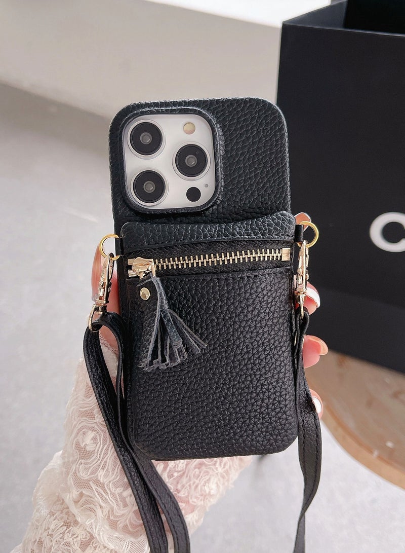 Suteni Back Cover Card Slots Leather Phone Case for iPhone - Image 1