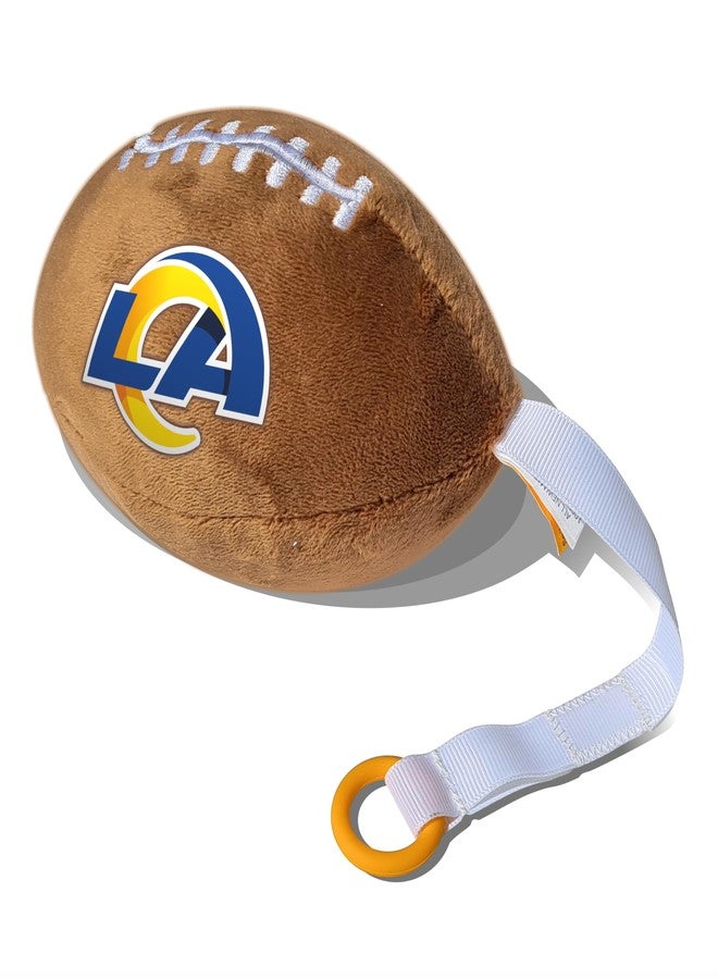 Smilo Los Angeles Rams Plush Football Pacifier Holder by Smilo - Officially Licensed NFL Soother Holder - Soft Plush Toy and Dummy Holder - Fits Any Pacifier - Stroller Accessory & Newborn Essential - Image 1