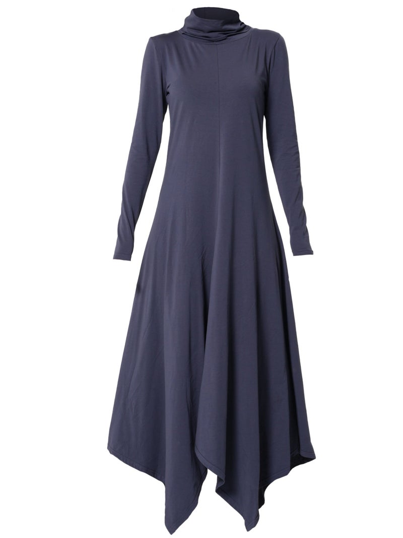 ميتامورفوزا فستان قطني طويل باللون الرمادي (نعومة وراحة) - Image 3