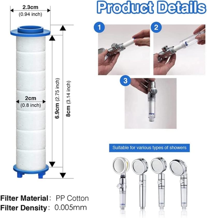 Shower Filter White High-Output - Remove Chlorine Fluoride Hard Water, Replacement Filter for Soft Skin Strong Nails Shiny Hair, Easy Tool-Free Change for Daily Bathroom Use - Image 5