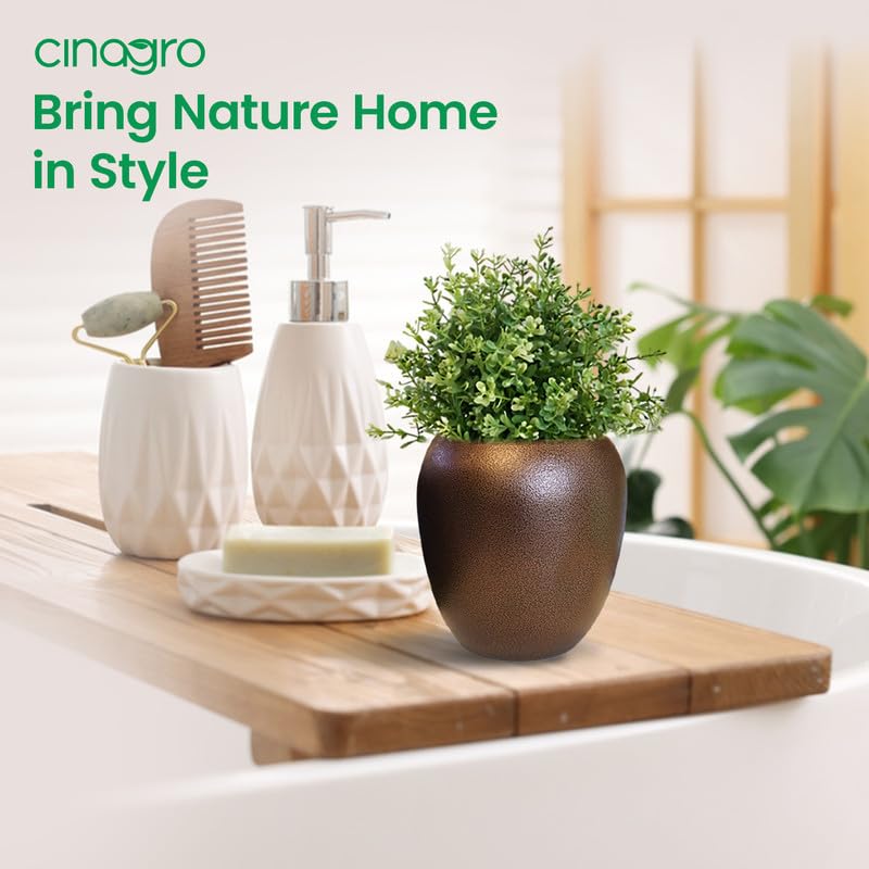 CINAGRO Metal Planter Pot for Indoor Plants, Round Decorative Flower Pot, Rust-Resistant, Modern Plant Holder for Home, Balcony, Office (13.97 x 12.7 cm, Bronze Calm) - Image 5