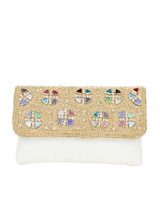 Dollar's Fashion Jute Clutch for Women JF322, Eco Friendly Handbag, Stylish Evening Party Purse, Mini Bag for Wedding, Beach, Casual and Formal Use, Lightweight with Secure Closure (Cream) - Image 1