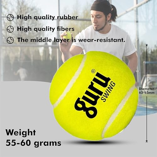 GURU Lawn Tennis Ball, Light Weight Swing Cricket Ball (Yellow, 58g, Pack of 3) - Image 5