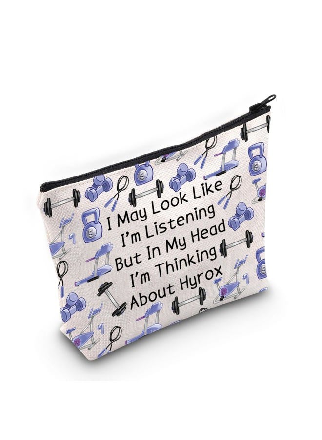 JXGZSO Funny H Gift I'm Thinking About H Makeup Bag Fitness Inspirational Gift Gym C Cosmetic Bag Sport Lover Gift, I'm Thinking About Hyrox - Image 1