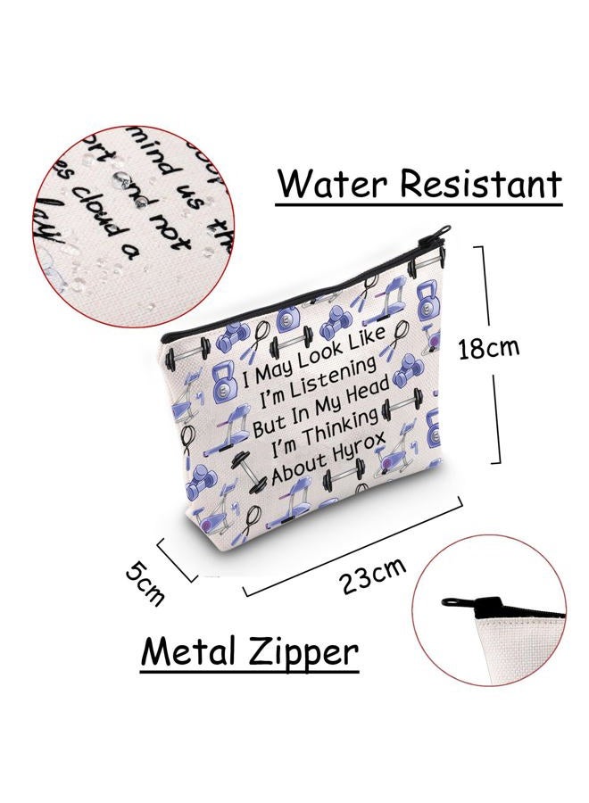JXGZSO Funny H Gift I'm Thinking About H Makeup Bag Fitness Inspirational Gift Gym C Cosmetic Bag Sport Lover Gift, I'm Thinking About Hyrox - Image 2