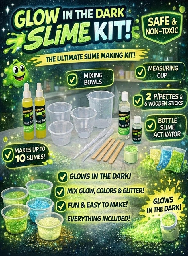 LAALIYA Glow in the Dark Slime Making Kit for Kids 3 to 10 Years - Complete DIY Slime Set with Activator, Glue & Storage Cups - Non-Toxic Gift for Girls & Boys - Image 2