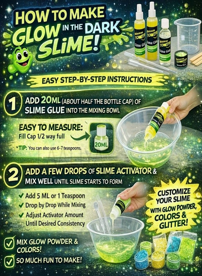 LAALIYA Glow in the Dark Slime Making Kit for Kids 3 to 10 Years - Complete DIY Slime Set with Activator, Glue & Storage Cups - Non-Toxic Gift for Girls & Boys - Image 4