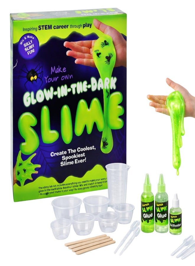 LAALIYA Glow in the Dark Slime Making Kit for Kids 3 to 10 Years - Complete DIY Slime Set with Activator, Glue & Storage Cups - Non-Toxic Gift for Girls & Boys - Image 1