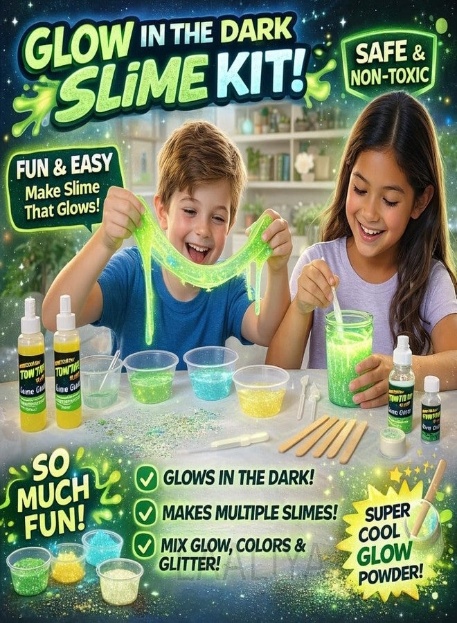 LAALIYA Glow in the Dark Slime Making Kit for Kids 3 to 10 Years - Complete DIY Slime Set with Activator, Glue & Storage Cups - Non-Toxic Gift for Girls & Boys - Image 3