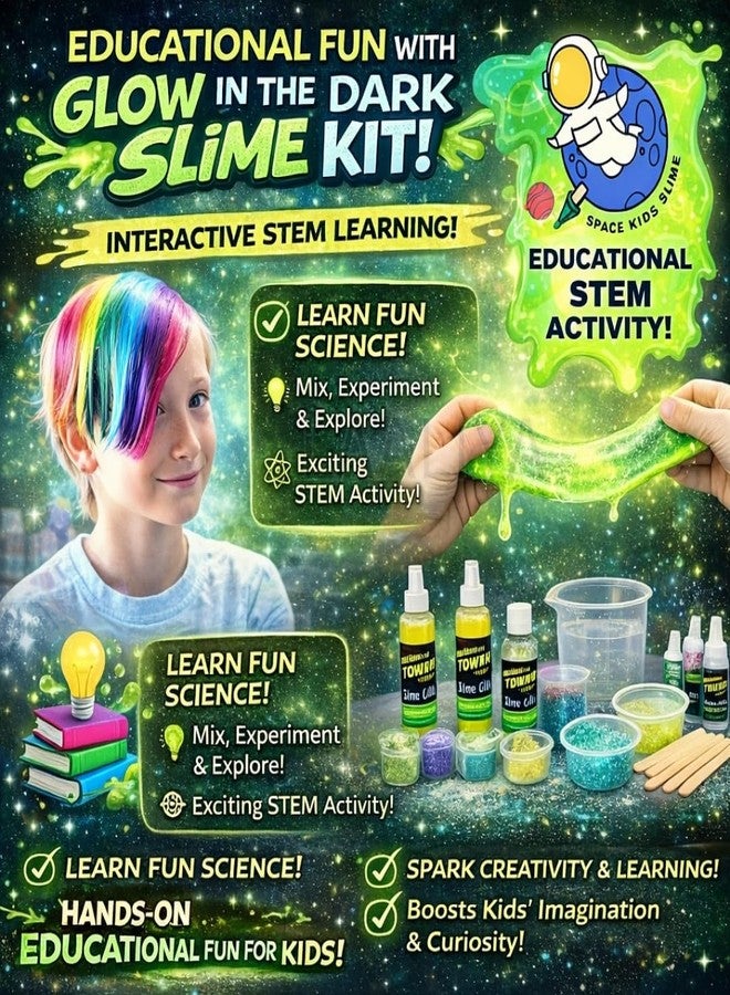 LAALIYA Glow in the Dark Slime Making Kit for Kids 3 to 10 Years - Complete DIY Slime Set with Activator, Glue & Storage Cups - Non-Toxic Gift for Girls & Boys - Image 5