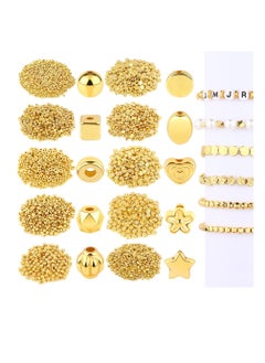 KASTWAVE KASTWAVE Gold Spacer Beads Assorted Jewelry Making Loose Beads for DIY Bracelet Necklace Earring Craft Making (1500Pcs 10 Styles)  - Image 1