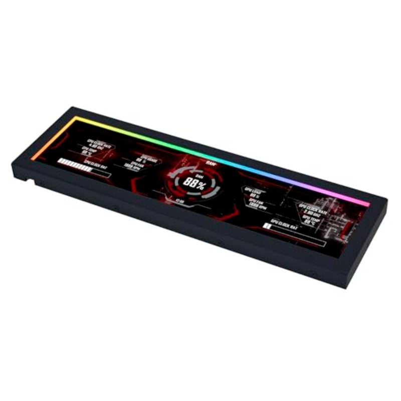 شاشة عرض عالمية لحالات الكمبيوتر الشخصي: شاشة ARGB IPS LCD سوداء، دقة 1920 × 480، 8.8 بوصة، تعمل بمنفذ USB، غلاف أنيق من الألومنيوم مزود بإضاءة قابلة للتخصيص - Image 3