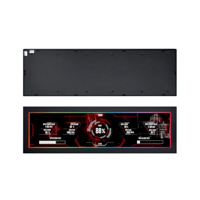 شاشة عرض عالمية لحالات الكمبيوتر الشخصي: شاشة ARGB IPS LCD سوداء، دقة 1920 × 480، 8.8 بوصة، تعمل بمنفذ USB، غلاف أنيق من الألومنيوم مزود بإضاءة قابلة للتخصيص - Image 2