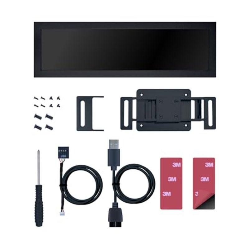 شاشة عرض عالمية لحالات الكمبيوتر الشخصي: شاشة ARGB IPS LCD سوداء، دقة 1920 × 480، 8.8 بوصة، تعمل بمنفذ USB، غلاف أنيق من الألومنيوم مزود بإضاءة قابلة للتخصيص - Image 5