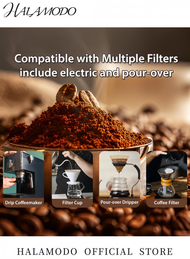 هالامودو ١٠٠ قطعة من ورق فلتر القهوة غير المبيض للاستخدام مرة واحدة، لون بيج، ١٣٫٤×١٠٫٢ سم - Image 3