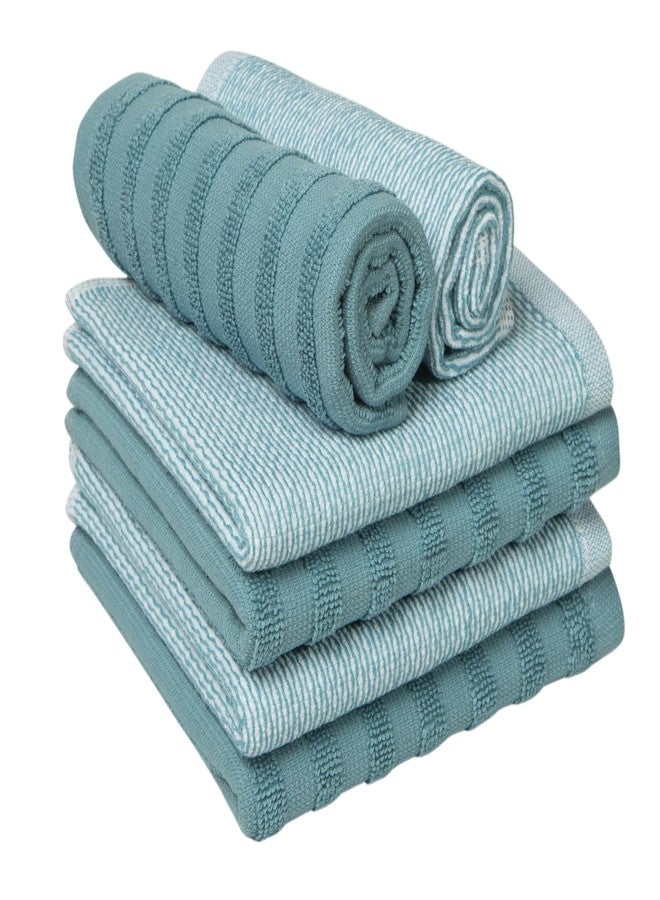 Bumble Towels Bumble Premium Dish Cloths 13"x13" (6 Pack) | 100% Natural Ring Spun Cotton | 400 GSM | Highly Absorbent & Soft |Yarn Dyed & Solid Dyed Terry Dish Cloth Set - Aqua - Image 4