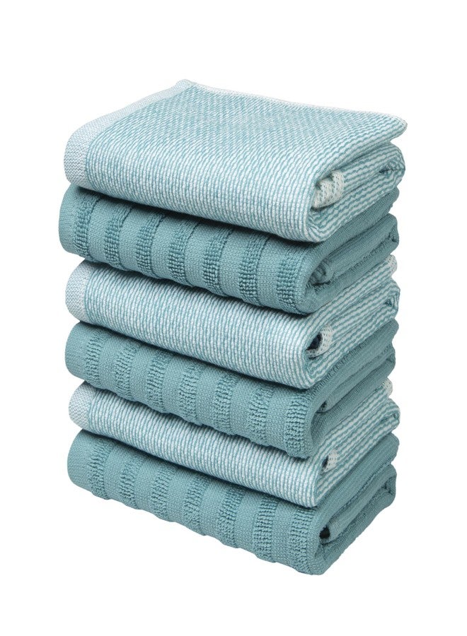 Bumble Towels Bumble Premium Dish Cloths 13"x13" (6 Pack) | 100% Natural Ring Spun Cotton | 400 GSM | Highly Absorbent & Soft |Yarn Dyed & Solid Dyed Terry Dish Cloth Set - Aqua - Image 5
