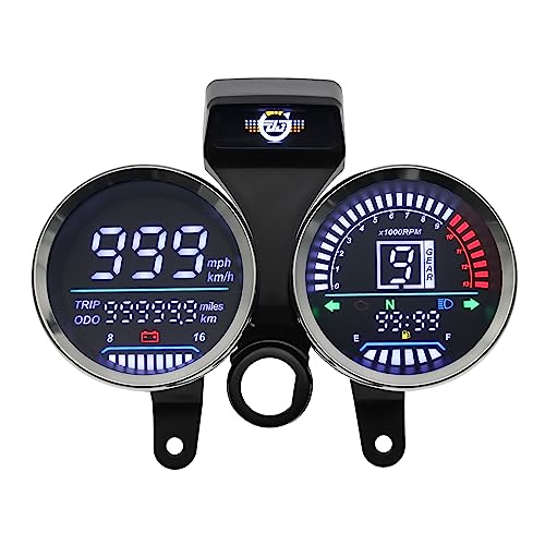 MAIMEIMI Motorcycle Speedometer Digital Speedometer for Motorcycle MPH Moto Gauge Cluster with Tachometer 13000r/min Odometer Fuel Indicator 6 Gear Compatible for Suzuki GN 125 - Image 1
