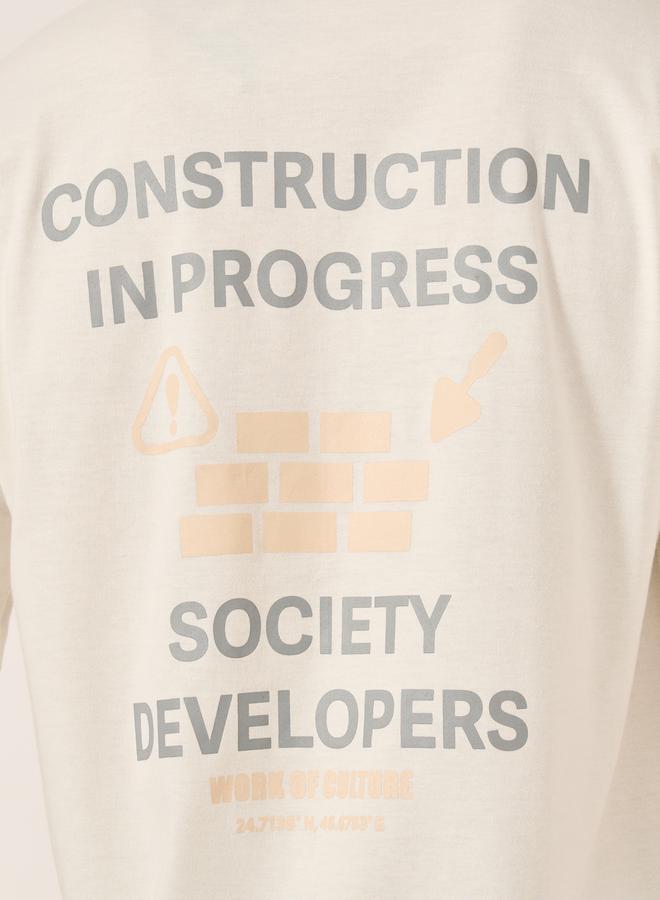 ستايلي تيشيرت أوفر سايز بطباعة شعار من الأمام والخلف - Image 5