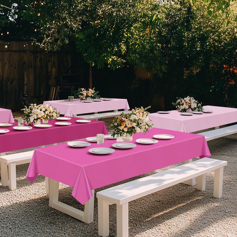 Just Shimmer 4 Pieces Pink Series Rectangle Tablecloth, 54x72 Solid Color Waterproof & Spillproof Disposable Plastic Table Cover, Durable Party Tablecloth for Dining, Buffet, Picnic, Outdoor Events - Image 4