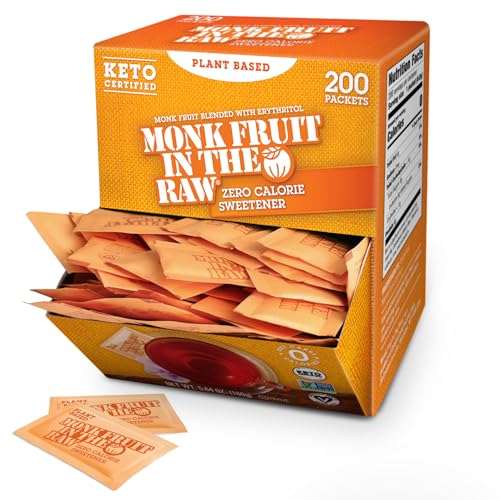 IN THE RAW MONK FRUIT IN THE RAW, 200 count Packets, Pack of 1, Natural Monk Fruit Sweetener w/Erythritol, Sugar-Free - Image 1
