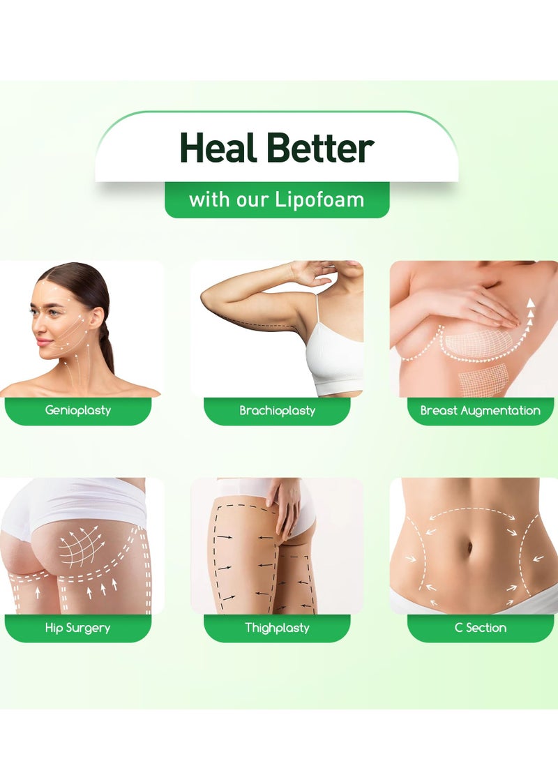 إس كولور 2 عبوة من ضمادات رغوة ليبو - لوح ما بعد الجراحة للتعافي من شفط الدهون ، وتسطيح الملابس الضاغطة للبطن لجراحة شد البطن (8 × 11 بوصة × 0.5 بوصة) - Image 3