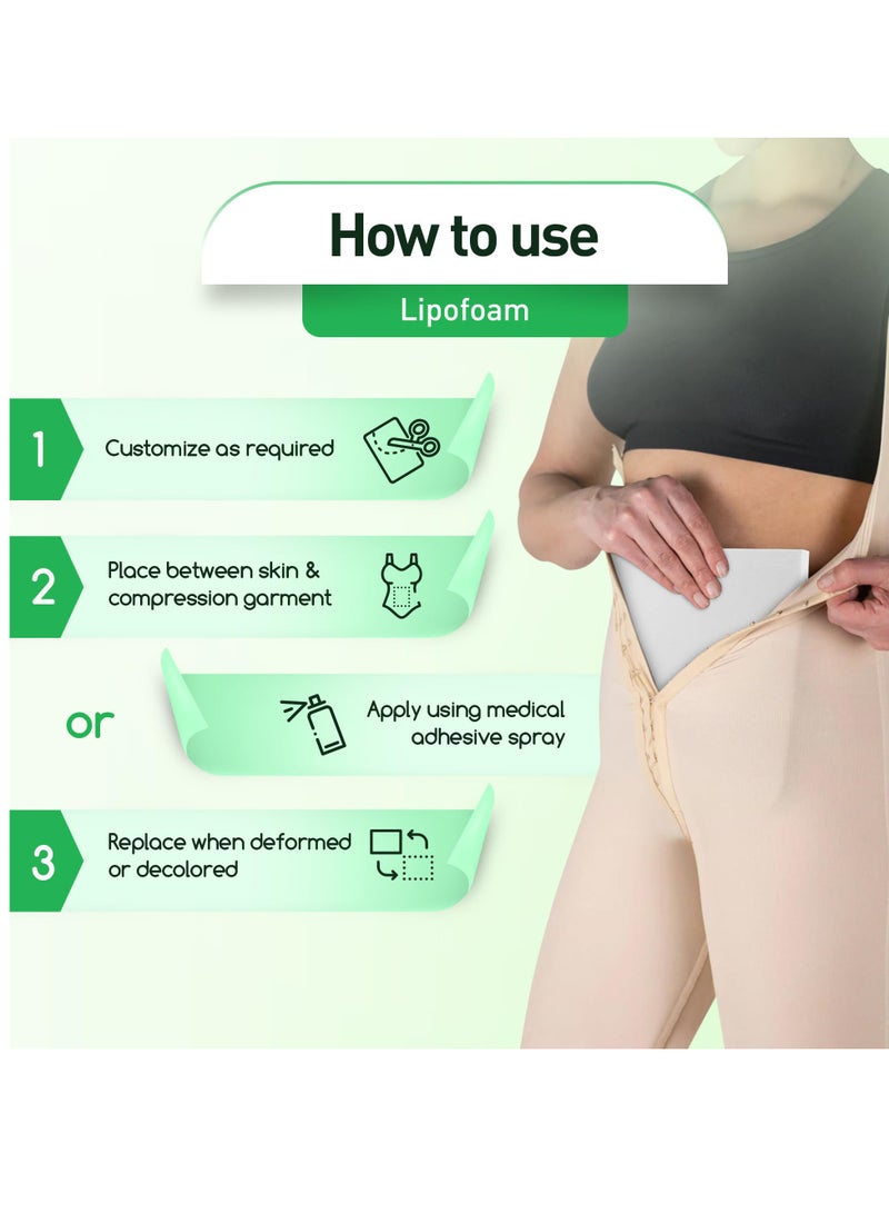 إس كولور 2 عبوة من ضمادات رغوة ليبو - لوح ما بعد الجراحة للتعافي من شفط الدهون ، وتسطيح الملابس الضاغطة للبطن لجراحة شد البطن (8 × 11 بوصة × 0.5 بوصة) - Image 4